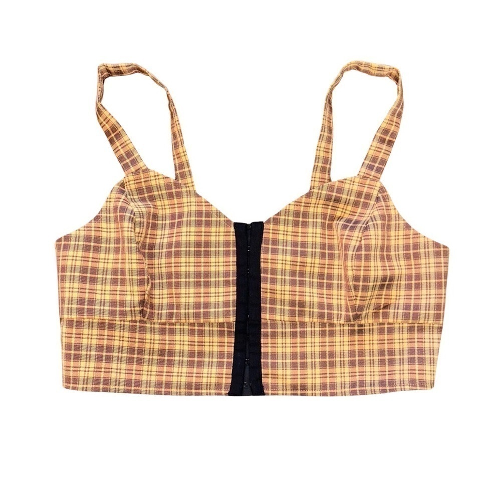 🌟 BP Plaid Crop Hook & Eye Corset Top - Size L 🌟